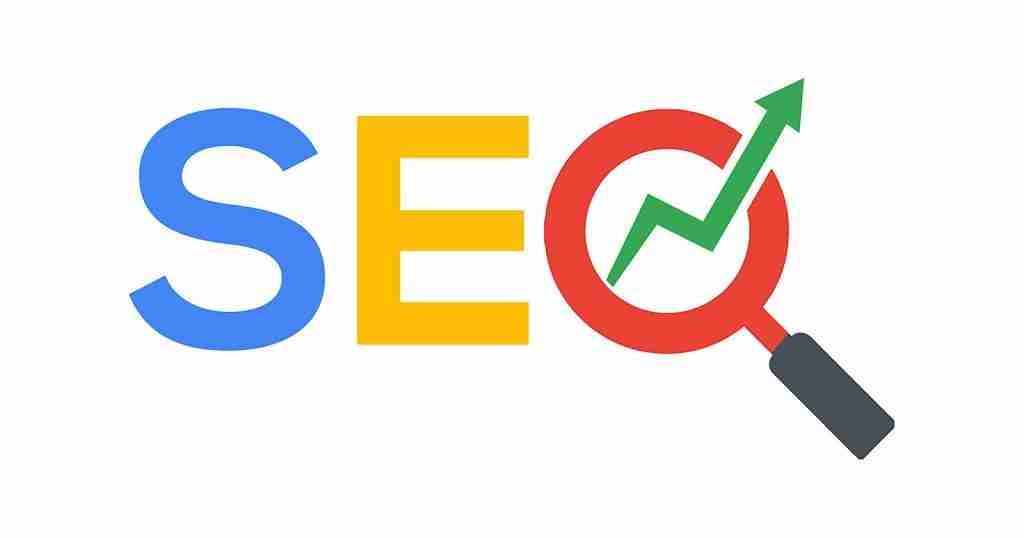 A seo logo with a magnifying glass.