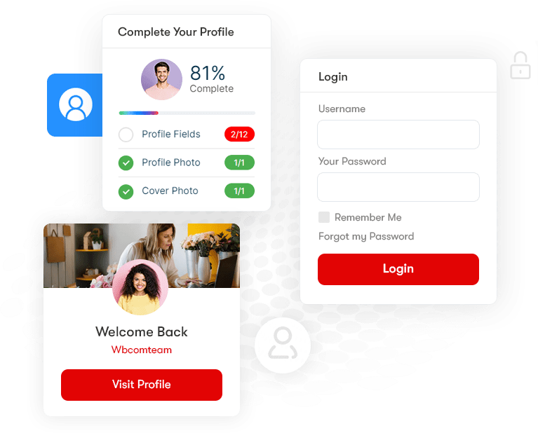 An image of a login screen with a person and a woman.