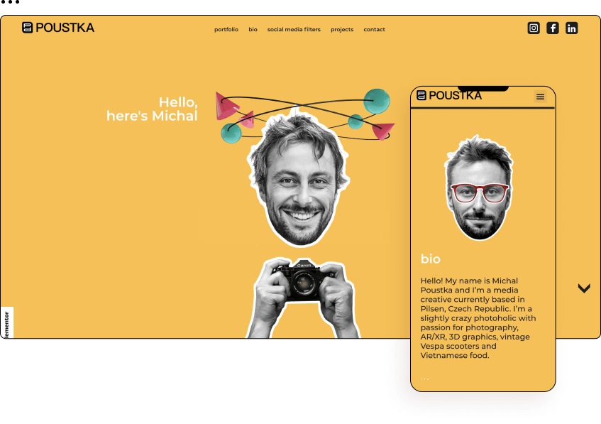 A website displaying a man and a woman with a camera.