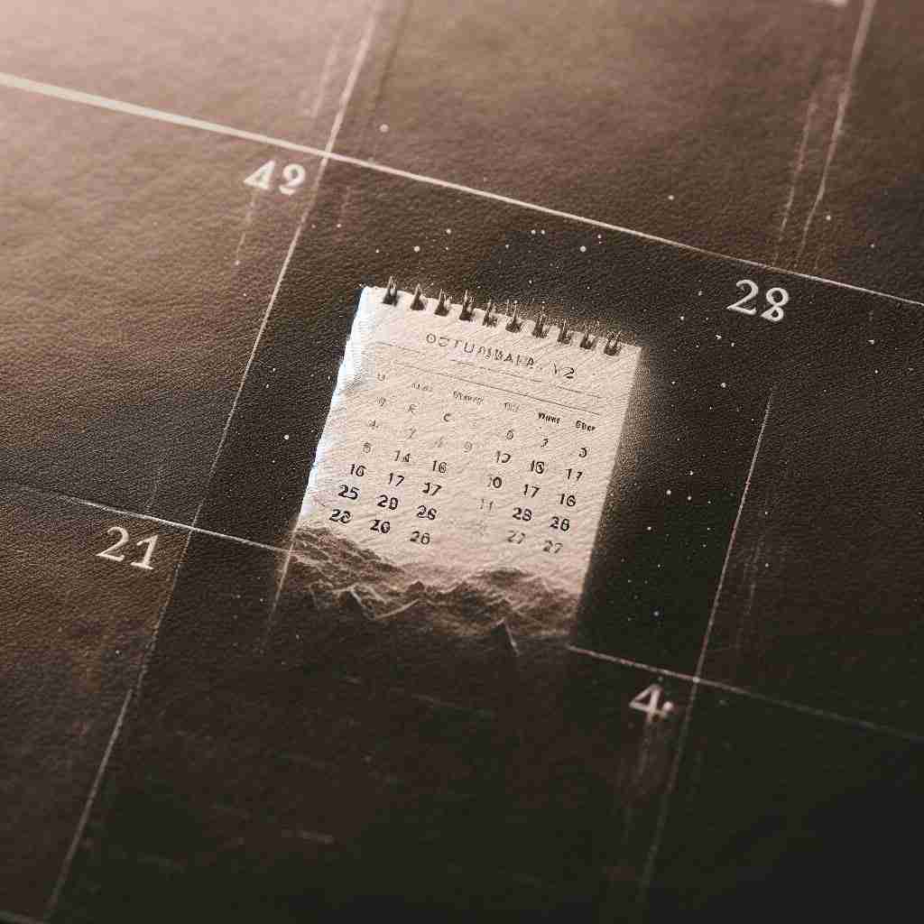 A calendar with a note on it.