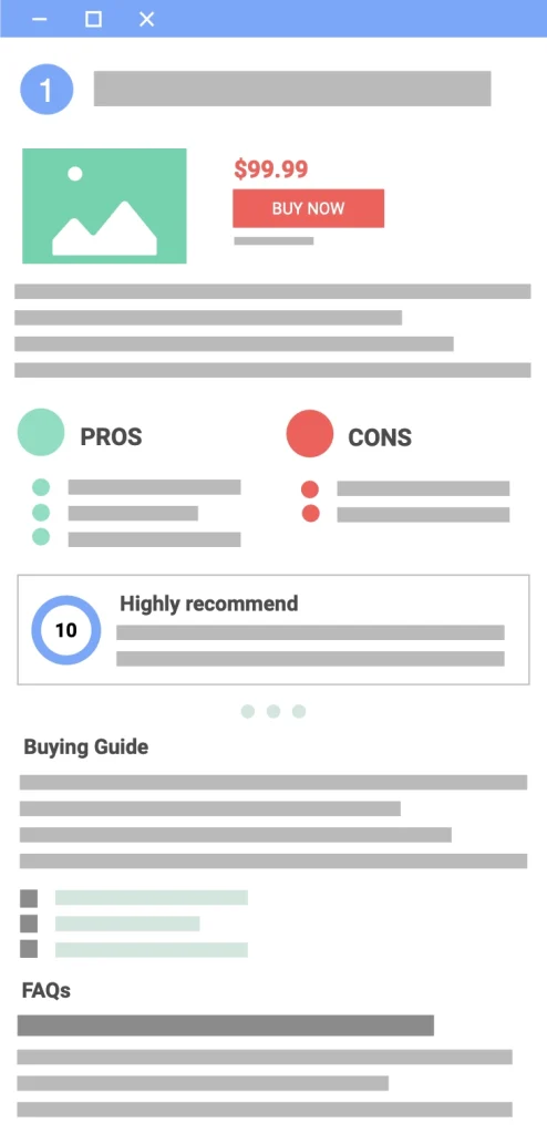 A screen shot of a web page showing a product review.