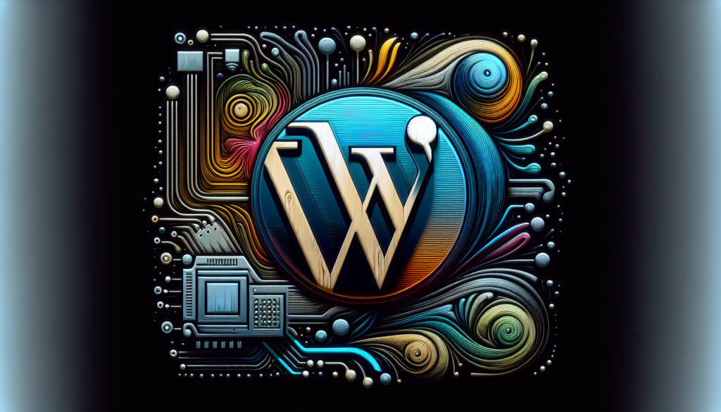 Colorful artistic WordPress logo illustration.
